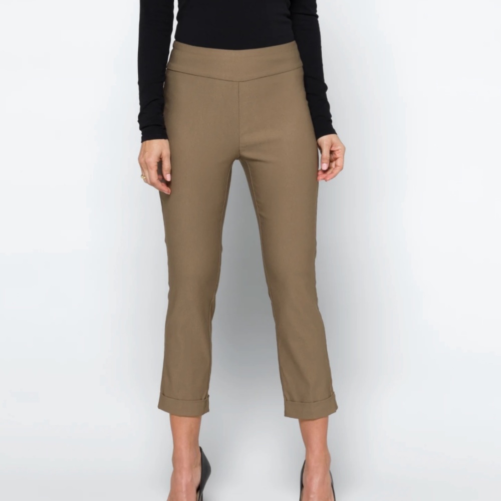 TRIBAL Fia Cuffed Cropped Trouser - Color Fossil - Size 8 - NEW!!